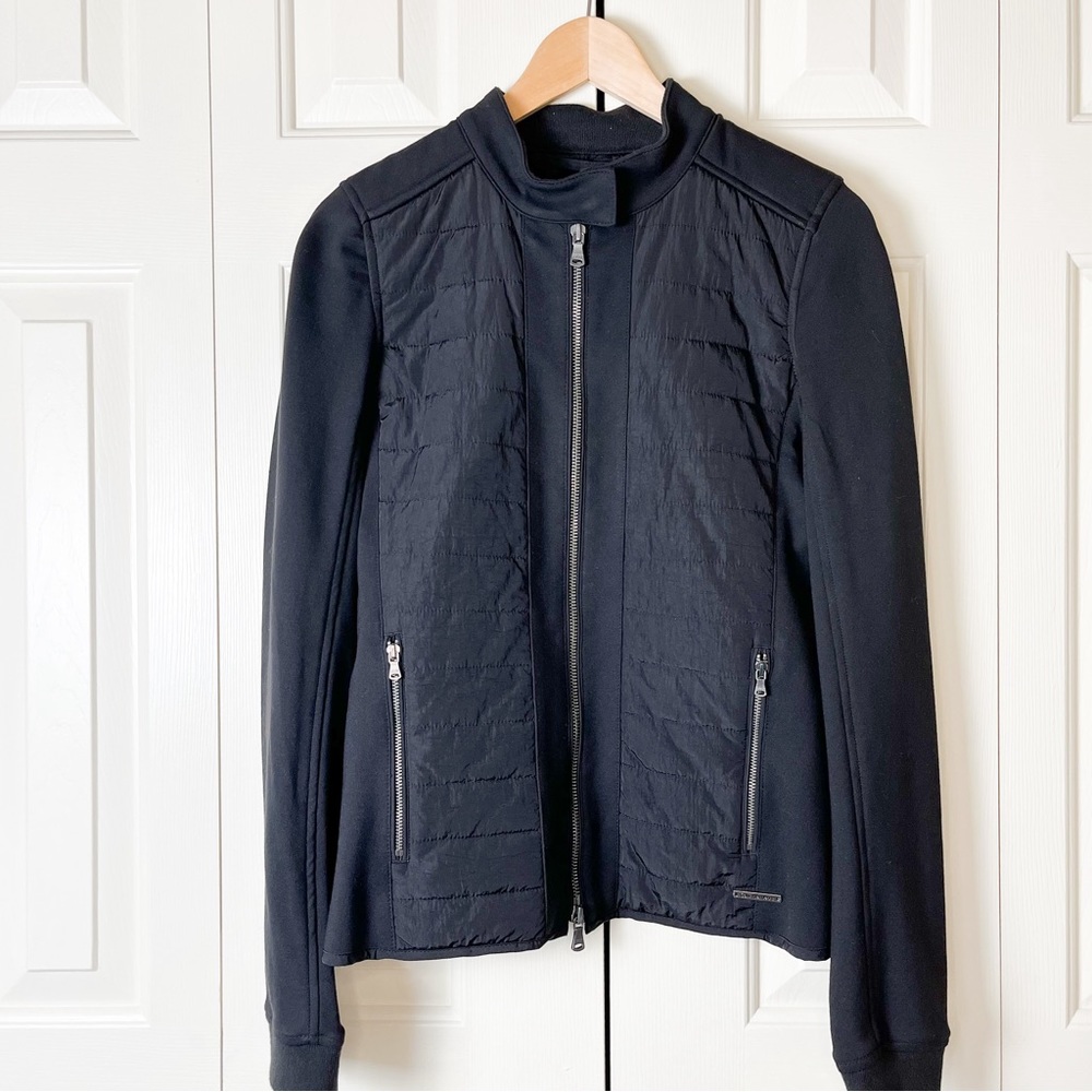Calvin Klein Women’s Small Black Moto Quilted Zip Up Stretch Jacket Scuba Sleeve